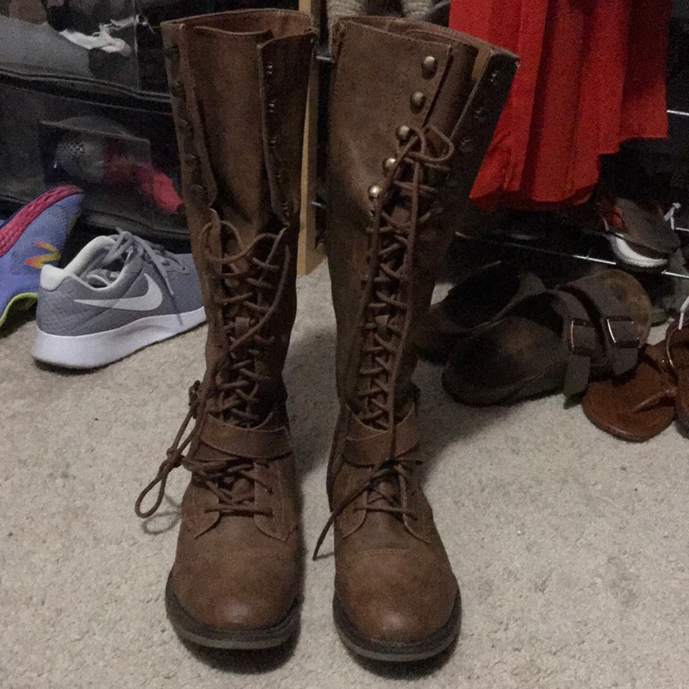 Tall brown winter boots